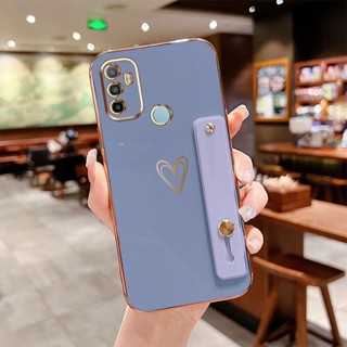 เคสโทรศัพท์ซิลิโคน กันกระแทก ลายหัวใจ หรูหรา พร้อมขาตั้ง สําหรับ OPPO A53 2020 A33 2021 A32