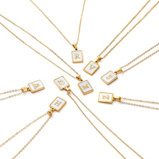 สร้อยคอสแตนเลสตัวอักษรสีทอง AZ - ของขวัญคู่รัก วันวาเลนไทน์ …