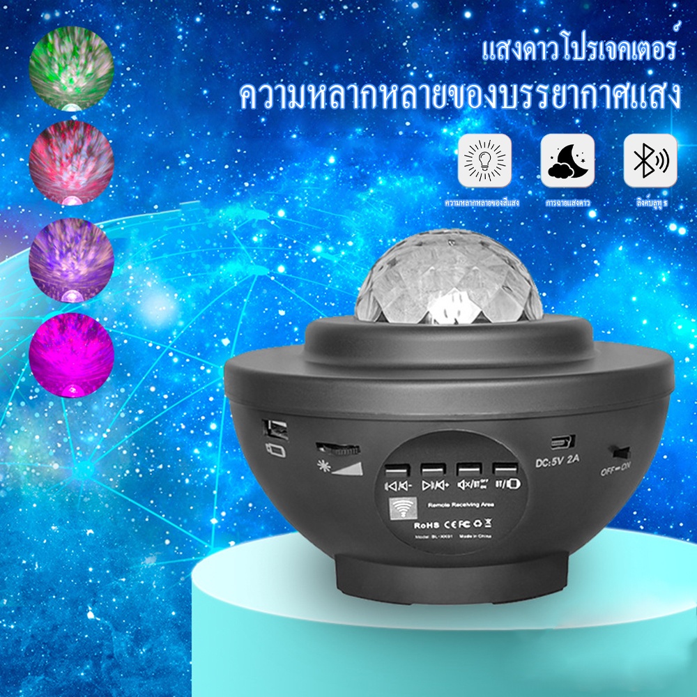 โคมไฟดาว Night Light โคมไฟโปรเจคเตอร์ พร้อมลำโพงบลูทูธ ไฟแต่งห้อง sky projector ไฟตกแต่งห้อง โคมไฟดาว ไฟตกแต่งห้องนอน