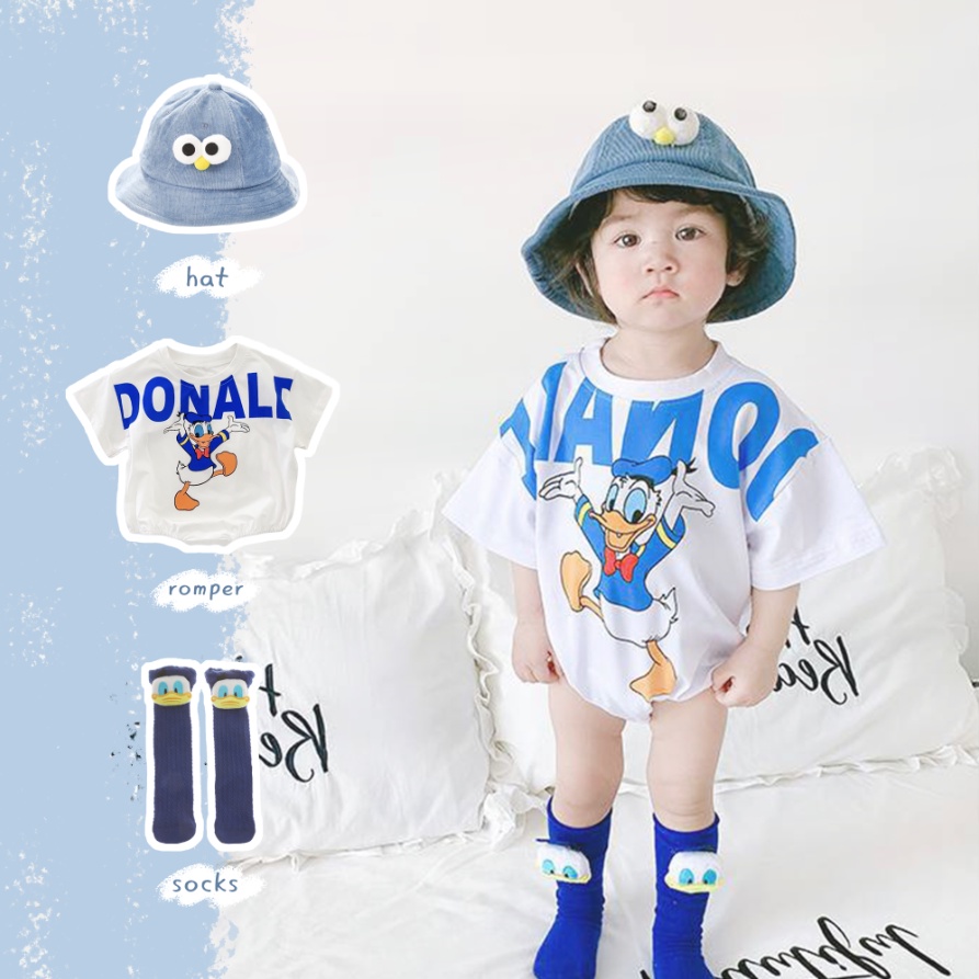 ชุดรอมเปอร์บอดี้สูทลายการ์ตูน Donald Duck สําหรับเด็ก 0-24 เดือน