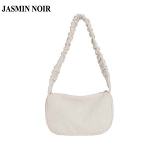 Jasmin NOIR กระเป๋าถือ กระเป๋าสะพายไหล่ ผ้าลูกฟูก ทรงสี่เหลี่ยม ลายทาง สําหรับสตรี