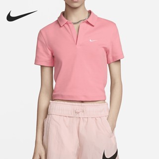 【พร้อมส่ง】ของแท้ 100% Nike เสื้อโปโล แขนสั้น คอปก ลําลอง สีชมพู แฟชั่นสําหรับผู้หญิง DV7885-611