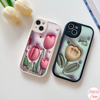 เคสโทรศัพท์มือถือนิ่ม ทรงวงรี ลายดอกทิวลิป สีชมพู สีเหลือง สําหรับ Samsung Galaxy S23 S22 S21 S20 Plus Ultra FE A12 M12 M23 M31 A11 M11 M32 4G 5G