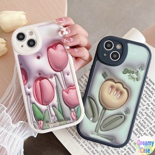 เคสโทรศัพท์มือถือนิ่ม ทรงวงรี ลายดอกทิวลิป สีชมพู สีเหลือง สําหรับ Samsung Galaxy S23 S22 S21 S20 Plus Ultra FE M23 M31 M32 A11 M11 A12 M12 4G 5G