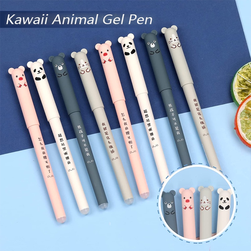 Kawaii ปากกาลูกลื่น ลบได้ รูปหมีน่ารัก อุปกรณ์เสริมเครื่องเขียน สําหรับเขียน สํานักงาน โรงเรียน