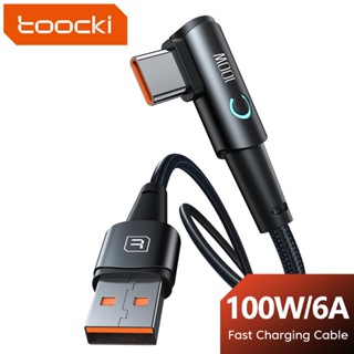 Toocki สายชาร์จ USB Type C PD100W 60W Type C เป็น Type C LED 90 องศา 20W C-L USB-L
