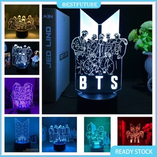 โคมไฟตั้งโต๊ะ LED รูปศิลปินเกาหลี BTS Bangtan Boy 3D เปลี่ยนสีได้ พร้อมรีโมตคอนโทรล