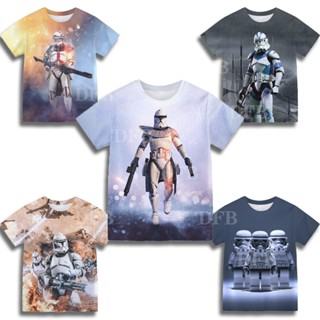 เสื้อยืดแขนสั้น พิมพ์ลายการ์ตูน Star Wars 3 มิติ ทรงหลวม ระบายอากาศได้ดี เหมาะกับของขวัญวันเกิด แฟชั่นฤดูร้อน สําหรับเด็กผู้ชาย