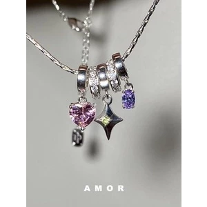 Love Diamond Starlight Pendant choker Necklace ดีไซน์นิชหญิง