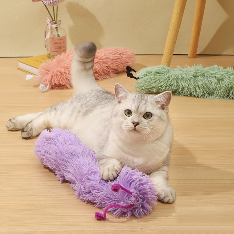 ของเล่นตุ๊กตาแมว แบบโต้ตอบ สุ่มสี สําหรับแมวในร่ม 1 ชิ้น