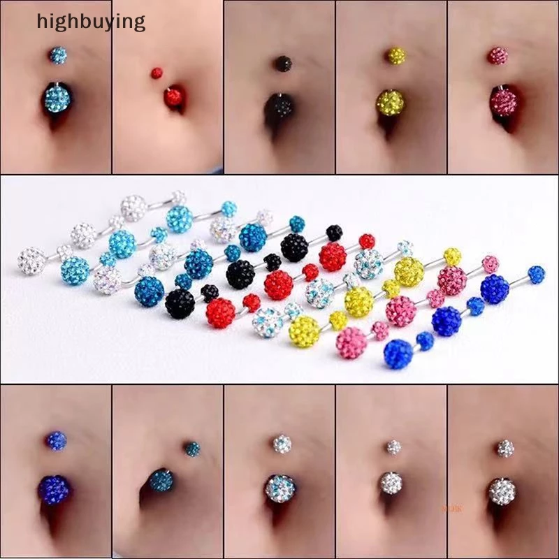 [ซื้อสูง] 1 ชิ้นคริสตัลปุ่มท้องแหวนสแตนเลสเพทายสะดือท้องน่ารักสะดือบาร์ใหม่สต็อก