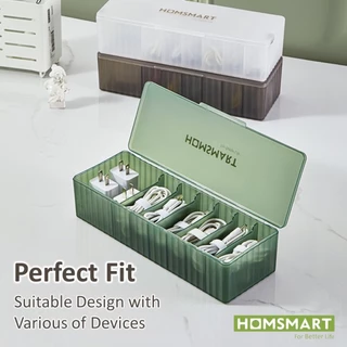 Homsmart กล่องเก็บสายไฟ กล่องเก็บสายชาร์จ มือถือ กล่องเก็บของอเนกประสงค์ ช่องใหญ่ 🎯แถมชุดรัดสายฟรี🎯