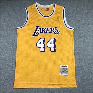 Mitchell &amp; Ness Los Angeles Lakers 1971-72 NBA สไตล์เรโทร สําหรับผู้ชาย #เสื้อกีฬาบาสเก็ตบอล ลายทีม Jerry West Jersey 44 ชุด สีเหลือง 960313