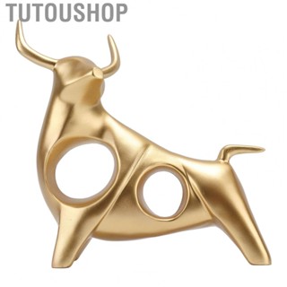 Tutoushop Golden Bull Sculpture Resin Hollow Lucky FengShui Bull Statue Crafts Figurine HG