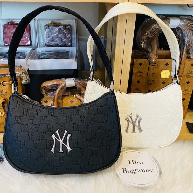💥⭐️แท้💯%MLB Hobo Bag Big Logo New York Yankees กระเป๋าสะพายไหล่ทรงพอช(รุ่นหนัง)