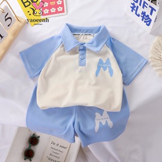 【YAOEENH】เสื้อโปโลแขนสั้น คอปก และกางเกงขาสั้น ขนาด 80-160 ซ…