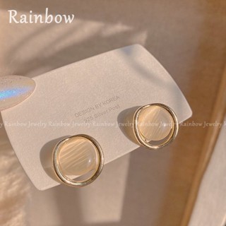 【Rainbow】ต่างหูเข็มเงิน S925 ประดับเพทาย โอปอล สไตล์เกาหลี สําหรับผู้หญิง