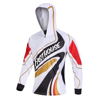 Fasthouse ใหม่ เสื้อกีฬาแขนยาว มีฮู้ด ป้องกันรังสียูวี แบบแห้งเร็ว สําหรับตกปลา