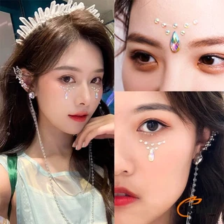 Glanxuan คริสตัสติดตา แต่งหน้า สติ๊กเกอร์ เพชรแต่งหน้า ติดผม มีกาวในตัว สติ๊กเกอร์ติดหน้า 7 สไตล์ Reusable Eye sticker