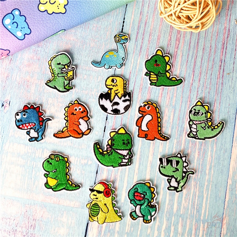 ♚ Q Dinosaur Q-4: แผ่นแพทช์เหล็ก ลายไดโนเสาร์ สไตล์ฮิปฮอป ♚ แผ่นแพทช์รีดติดเสื้อ รูปสัตว์ตลก DIY 1 ชิ้น - รูปที่ 7