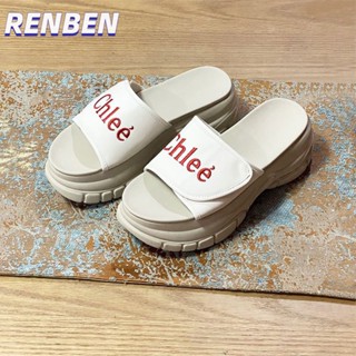 RENBEN การค้าต่างประเทศขายส่งผู้หญิงใหม่ปักตัวอักษรฟองน้ําเค้กหนา soled Slip-on Heightening รองเท้าแตะและรองเท้าแตะสําหรับผู้หญิง