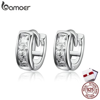 Bamoer ต่างหูสตั๊ด เงินแท้ 925 ทรงเรขาคณิต ประดับเพชร สําหรั…