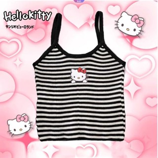 SANRIO เสื้อสายเดี่ยวเซ็กซี่ ลายการ์ตูนอนิเมะ Hello Kitty สไตล์ญี่ปุ่น เหมาะกับฤดูร้อน สําหรับผู้หญิง [RAIN] Y2k