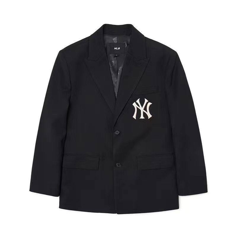 Mlb NY เสื้อแจ็กเก็ต ปักลายโลโก้ สีพื้น ของแท้ 100% สําหรับผู้หญิง และผู้ชาย