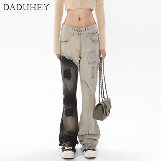 DaDuHey🎈 American Style Womens Summer New Retro High Waist Slimming Jeans Hip Hop Ins Fashion High Street Fashionable Handsome Trousers