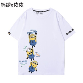 เสื้อยืดแขนสั้น ผ้าฝ้ายแท้ พิมพ์ลายการ์ตูนมินเนี่ยน Despicable Me แฟชั่นฤดูร้อน สําหรับเด็กผู้ชาย และเด็กผู้หญิง