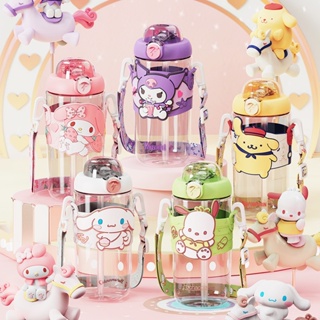 Sanrio Melody Kuromi Cinnamoroll Pom Pom Purin Pochacco แก้วน้ํา มีหลอดดูด ลายการ์ตูน ขนาด 650 มล. สําหรับเด็ก (28.02)