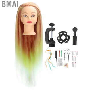 Bmai Training Head  High Temperature Synthetic Hair Portable Easy To Assemble Durable Mannequin Head Soft Lifelike  for Hair Salon