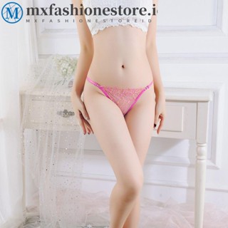 Mxfashione กางเกงชั้นในจีสตริง ผ้าฝ้าย แบบนิ่ม ลายดอกไม้ สีพื้น สําหรับผู้หญิง