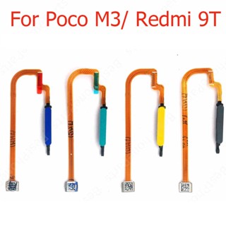 สําหรับ Xiaomi Redmi 9T Mi Poco M3 เซ็นเซอร์ลายนิ้วมือ ของแท้ ปุ่มโฮมริบบิ้น สายแพร อะไหล่เปลี่ยน