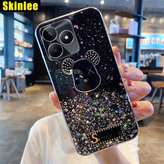 ใหม่ เคสโทรศัพท์มือถือแบบนิ่ม ใส แต่งกลิตเตอร์ ระยิบระยับ ลายหมี สําหรับ Realme C35 C53 C51 C55 C55 C35 C51 C53