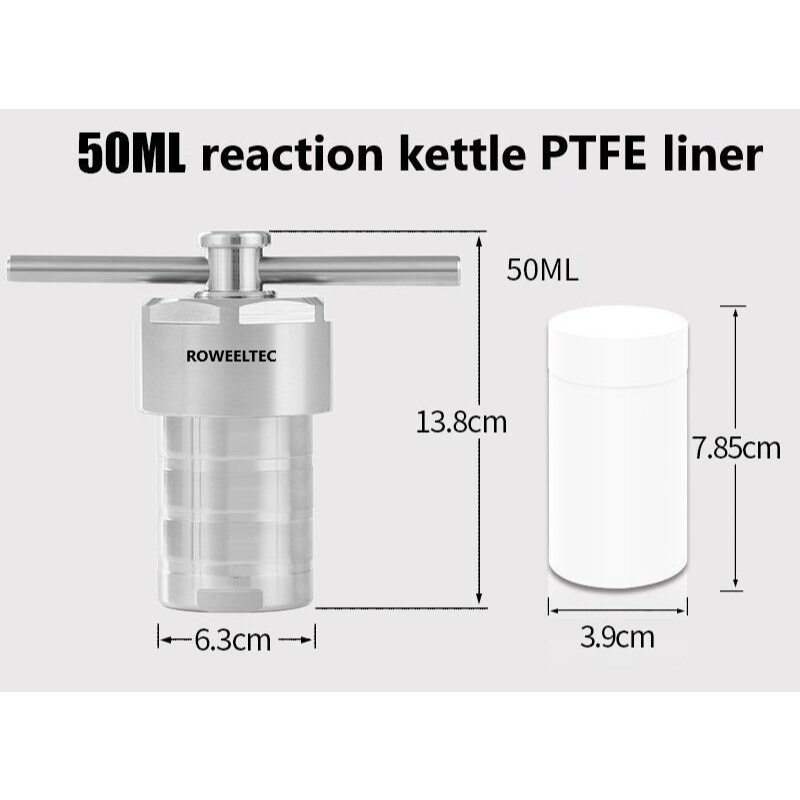 PTFE Chamber 50ml for Hydrothermal Synthesis vessel Autoclave Reactor 1 piece