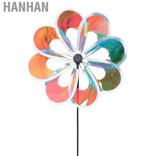 Hanhan Decoration Windmill  Garden Wind Spinner Lightweight 45cm Rod 60cm Height Coloured Film Glass Brazing Rod  for Yard