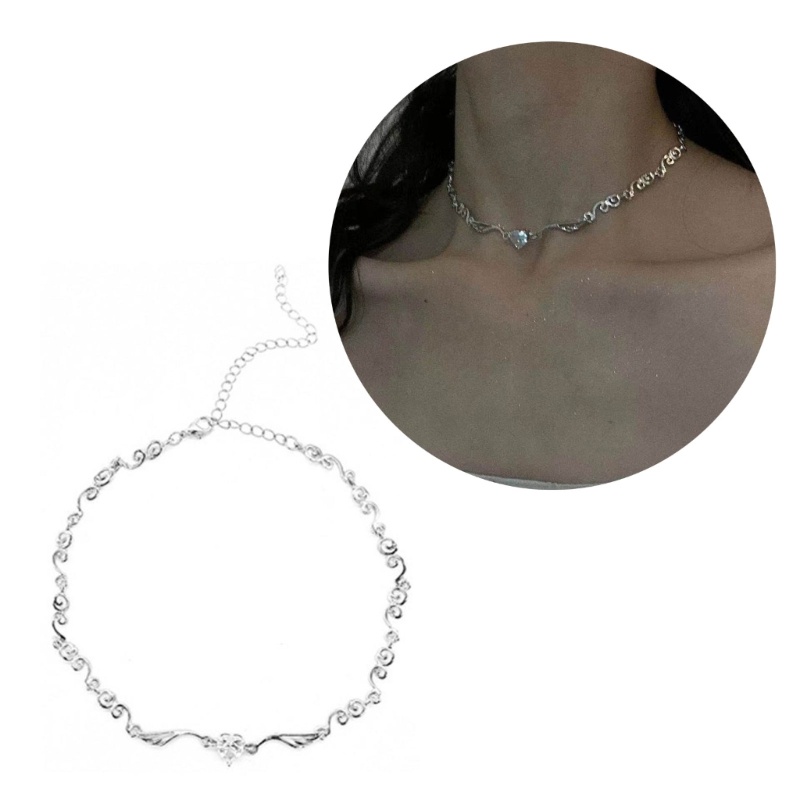 Unstop* แฟลชเกาหลี Love- Diamonds Angel Wing สร้อยคอ Niche Hip-hop Clavicle Chain สร้อยคอโลหะผสมหญิง