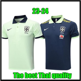 เสื้อโปโลแขนสั้น ลายทีมชาติฟุตบอล Brazil Jersey 2023-24 ชุดเยือน สําหรับผู้ชาย