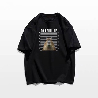 เสื้อยืด ผ้าฝ้าย 100 ขนาดใหญ่ พิมพ์ลาย Ok I Pull Up Capybaras ตลก สําหรับผู้ชาย