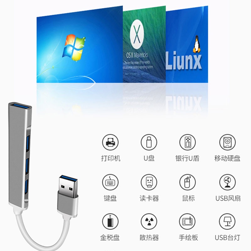 USB ความเร็วสูง 4 พอร์ตฮับ USB 3.0 Type-C HUB Adapter สำหรับ PC แล็ปท็อปอุปกรณ์เสริมคอมพิวเตอร์ - รูปที่ 5
