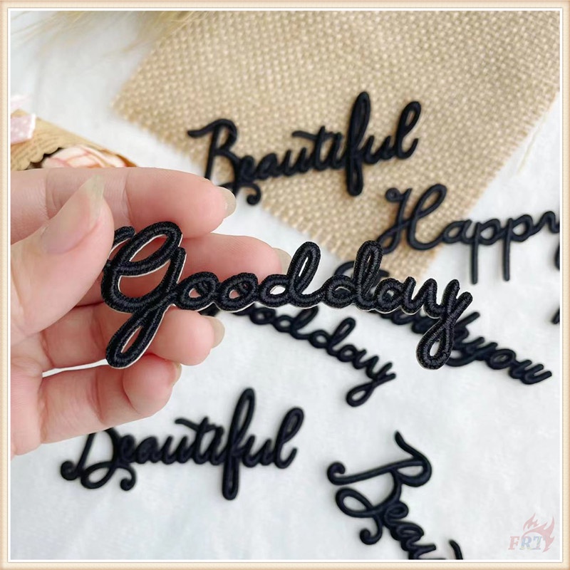 ❉ แผ่นแพทช์สติกเกอร์ มีกาวในตัว ลายคําภาษาอังกฤษ สีดํา ❉ แผ่นแพทช์ ปักลาย Be with You Happy Beautiful Good Day DIY สําหรับตกแต่งเสื้อผ้า กระเป๋า 1 ชิ้น - รูปที่ 4