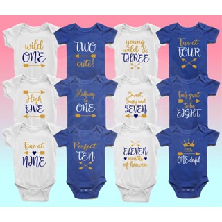 Milestone ที่กําหนดเอง รายเดือน บน Baby Onesie (เด็กผู้ชายตัวหนึ่ง) CN2B