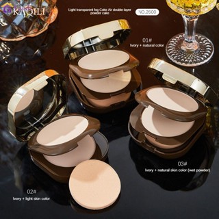 Kaqili Light Through Fog Coke Air Double-layer Powder Cake Oil Control Makeup Lasting Dry and Wet Dual-use Student Par Concealer Powder 【goob】