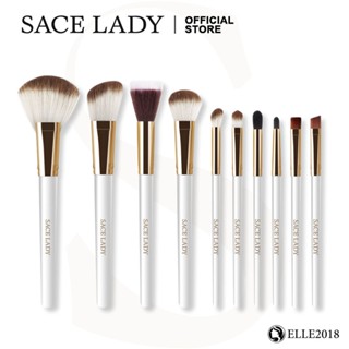 SACE LADY 10pcs ชุดแปรงแต่งหน้านุ่มและเป็นมิตรกับผิว Strong Powder Grip กระเป๋าไร้แปรงทนทาน Blush Nose Shadow Lip Concealer แปรงอายแชโดว์ไม่ผลัดขน 【elle20181_th】