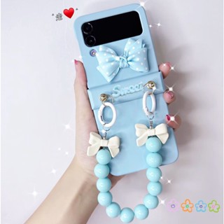 เคสป้องกันโทรศัพท์มือถือ ประดับลูกปัดโบว์ 3D ขนาดใหญ่ สําหรับ Samsung Galaxy Z Flip 4 3 zflip4 zflip3 5G