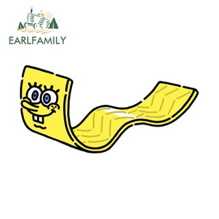 Earlfamily สติกเกอร์ พิมพ์ลาย SpongeBob 13 ซม. x 6.4 ซม. สําหรับติดตกแต่งรถยนต์ รถจักรยานยนต์ สเก็ตบอร์ด เซิร์ฟบอร์ด