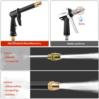 ปืนล้างรถ พร้อมกระบอกโฟม ปืนฉีดน้ำแรงดันสูงชุด หัวฉีดหมุนได้ 4 โหมดน้ำใส 1 โหมดโฟม 20m