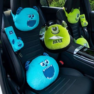 Cartoon Big Eye Wool Monster Plush Car Seat Lumbar Car Decoration Headrest Neck Pillow Safety Belt Car Tissue Cover BIpc