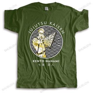 เวรเอ้ย  Sl3u【พร้อมส่ง】เสื้อยืดแขนสั้น ผ้าฝ้ายแท้ พิมพ์ลายอนิเมะ Jujutsu Kaisen Nanami Kento แฟชั่นสําหรับผู้ชาย